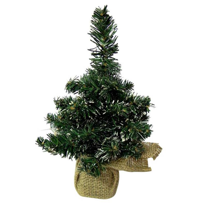 Sapin de Noël de table avec pied en toile de jute