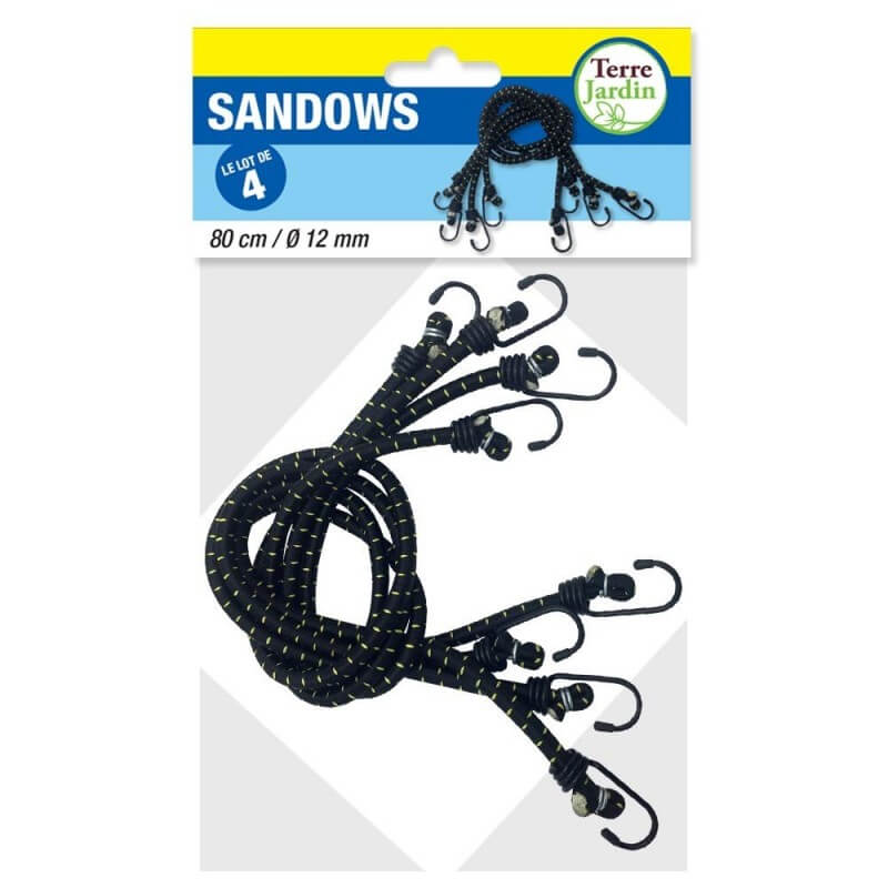Sandow tendeur élastique 80cm avec crochets - lot de 4 (3)