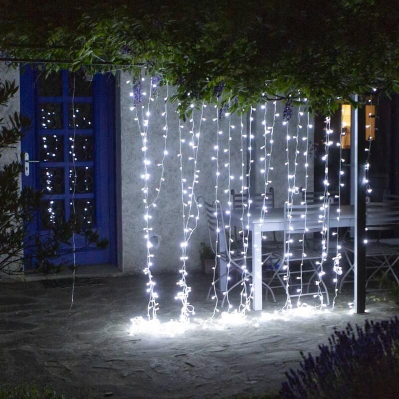 Paris Prix Guirlande Lumineuse Extérieure Rideau 400cm Blanc pas cher 