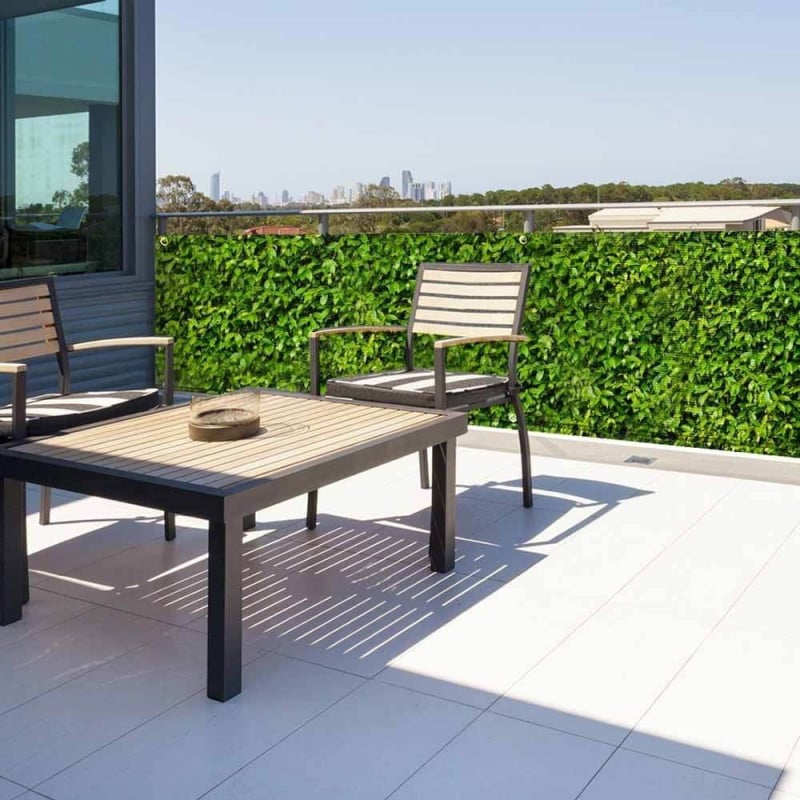 Brise vue imprimé feuillage vert avec oeillets (1)