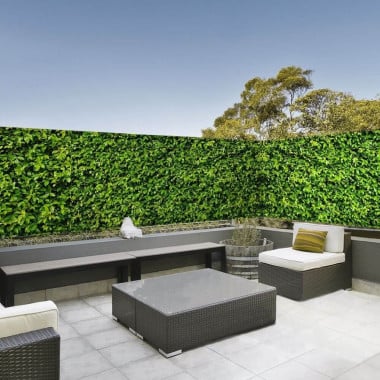 Brise vue imprimé feuillage vert avec oeillets (2)