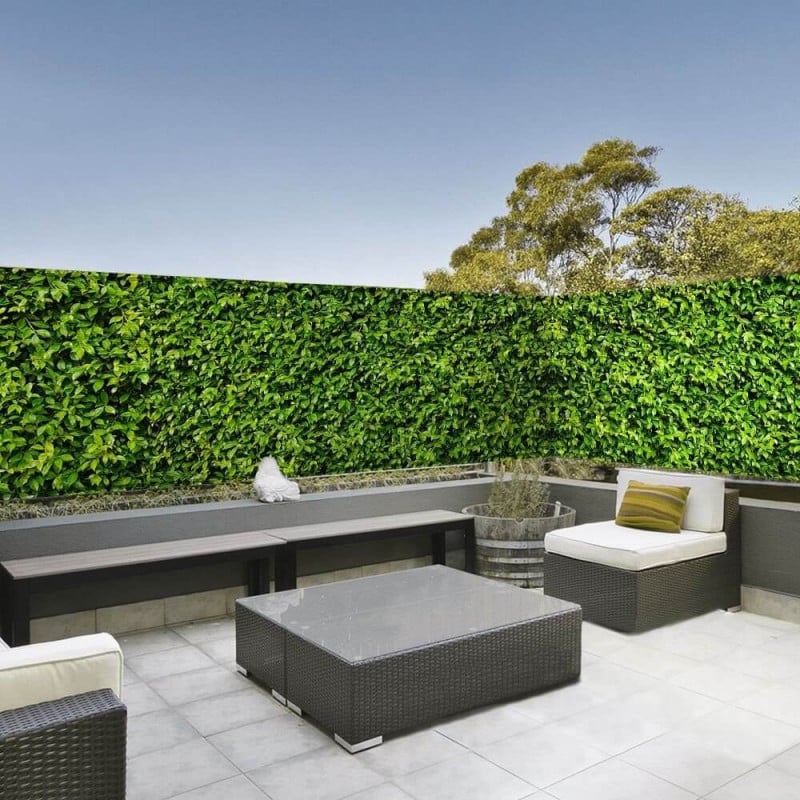 Brise vue imprimé feuillage vert avec oeillets (2)