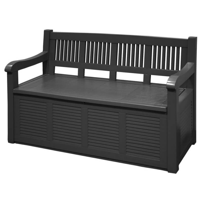 Banc coffre de jardin gris en plastique