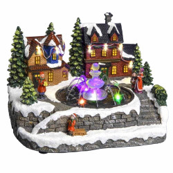 Village de Noël lumineux fontaine à eau
