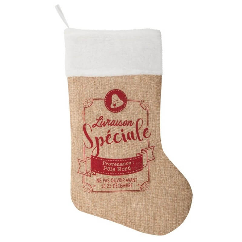 Chaussette de Noël en toile de jute Chaussette de Noël en toile de jute