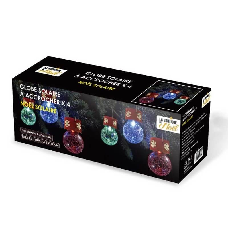 Boules de sapin de Noël solaires (lot de 4)