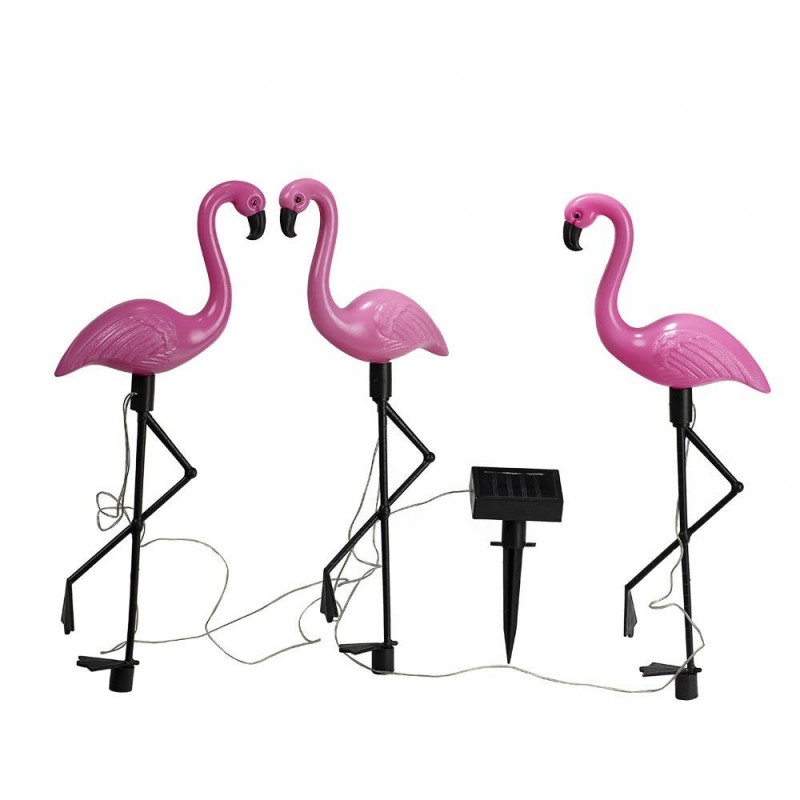 Lampe flamant rose solaire- Lot de 3