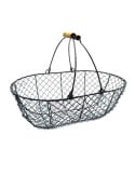 Panier de récolte en métal noir et poignées bois 8L