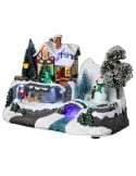 Village de Noël maison avec bonhomme de neige