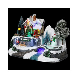 Village de Noël maison avec bonhomme de neige (4)