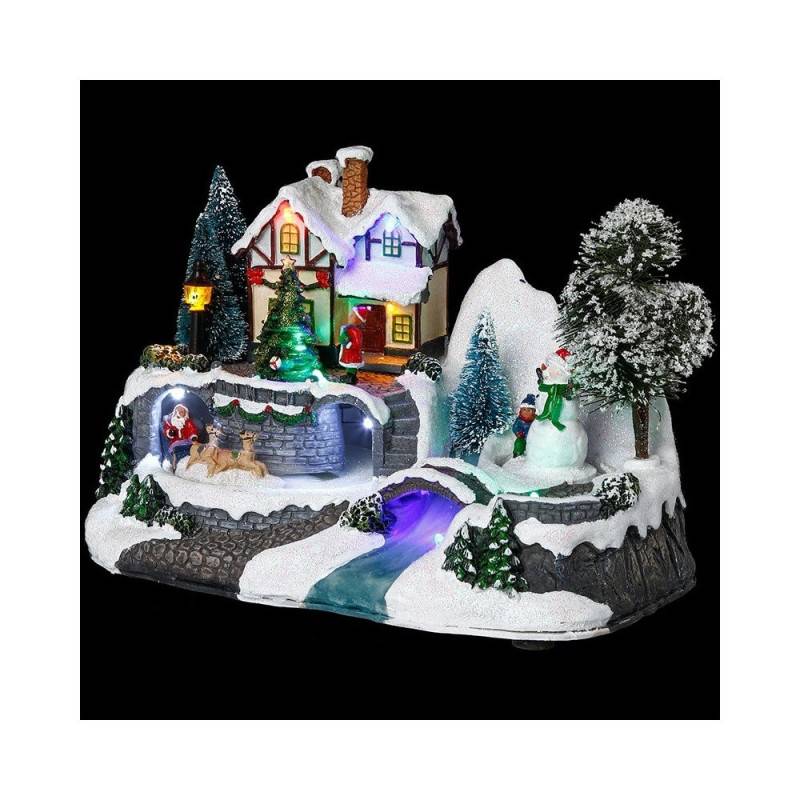 Village de Noël maison avec bonhomme de neige (4)