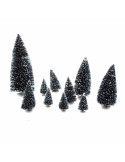 Lot de 10 sapins verts enneigés pour village de noël