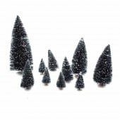 Lot de 10 sapins verts enneigés pour village de noël