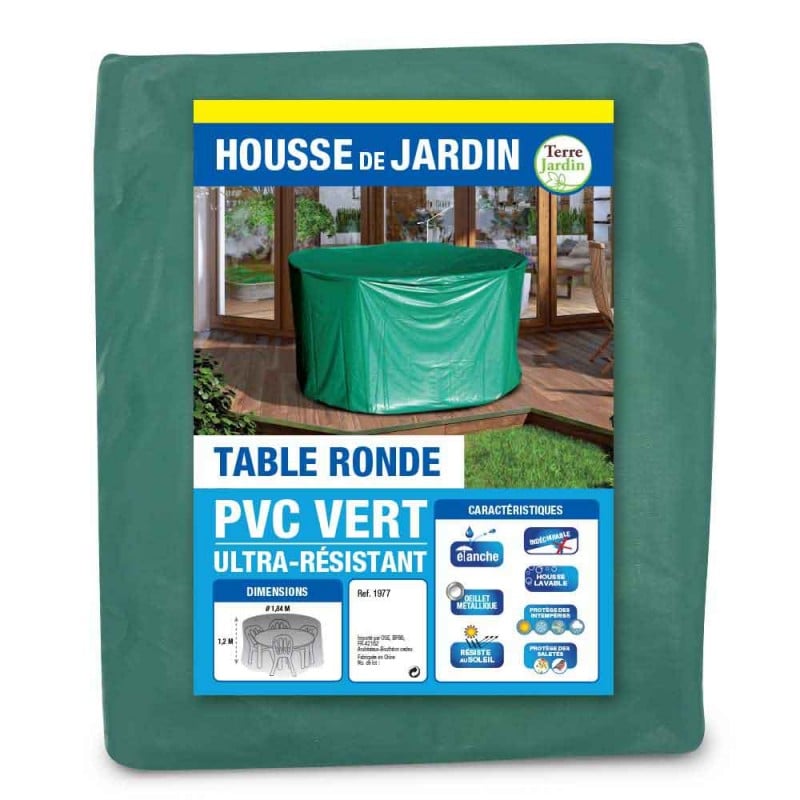 Housse de protection PVC table ronde de jardin - extérieur