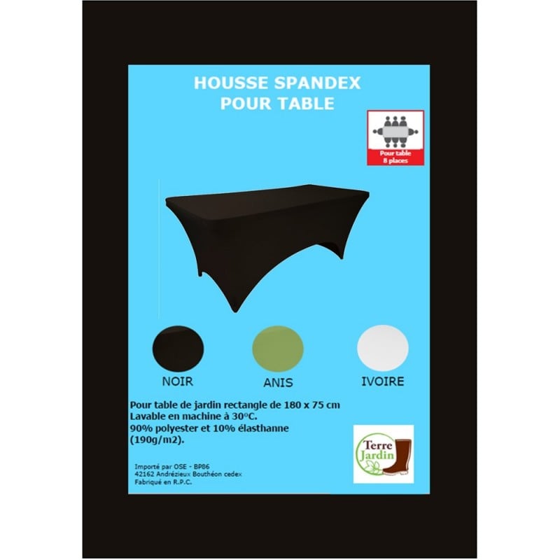 nappe, nappe rectangulaire noire, nappe de patio lavable et extensible en  spandex pour