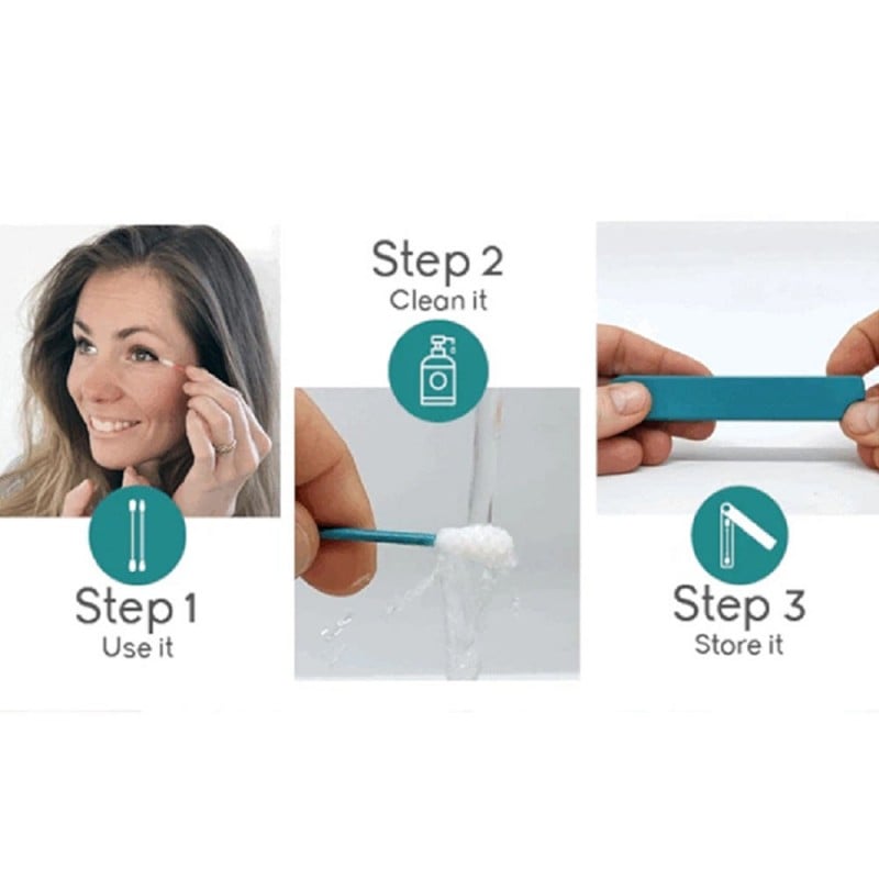 Kit de Cotons-Tiges Réutilisables en Silicone Portable avec Miroir de  Maquillage Outil de Nettoyage Quotidien Coton-Tige à Double Pointe pour  Application Ou Retrait de-Rose clair