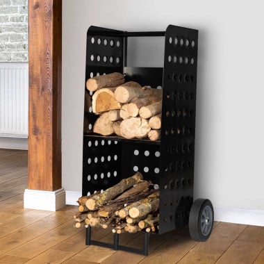 Chariot porte bûches en métal (4)