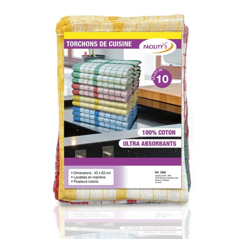 Torchon vaisselle coton 170g/m² - lot de 10-labo plus