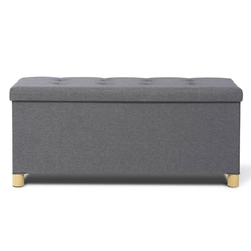 Banc Coffre De Rangement Velours Capitonné Gris - Meuble d'appoint - Banc  BUT