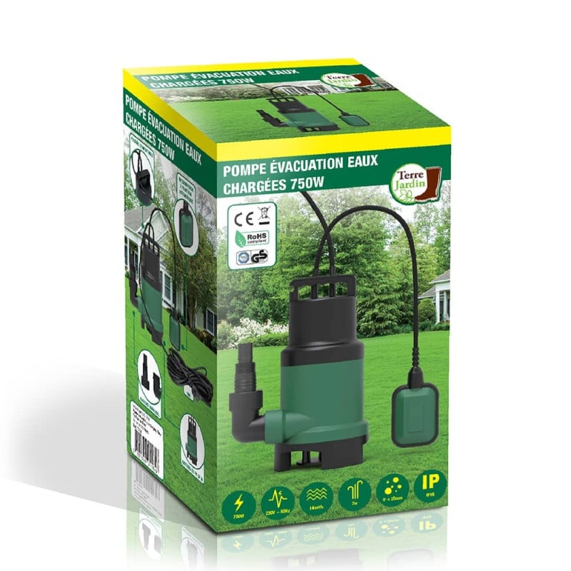 Pompe d'évacuation submersible pour eau chargée ou claire  piscine  14m3 h (2)
