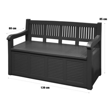 Banc coffre de jardin gris en plastique (1)