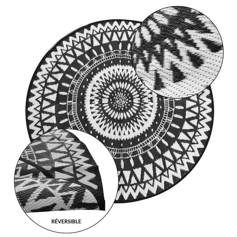 Tapis d'extérieur rond et réversible (2)