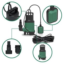 Pompe d'évacuation submersible pour eau chargée ou claire  piscine  14m3 h (1)