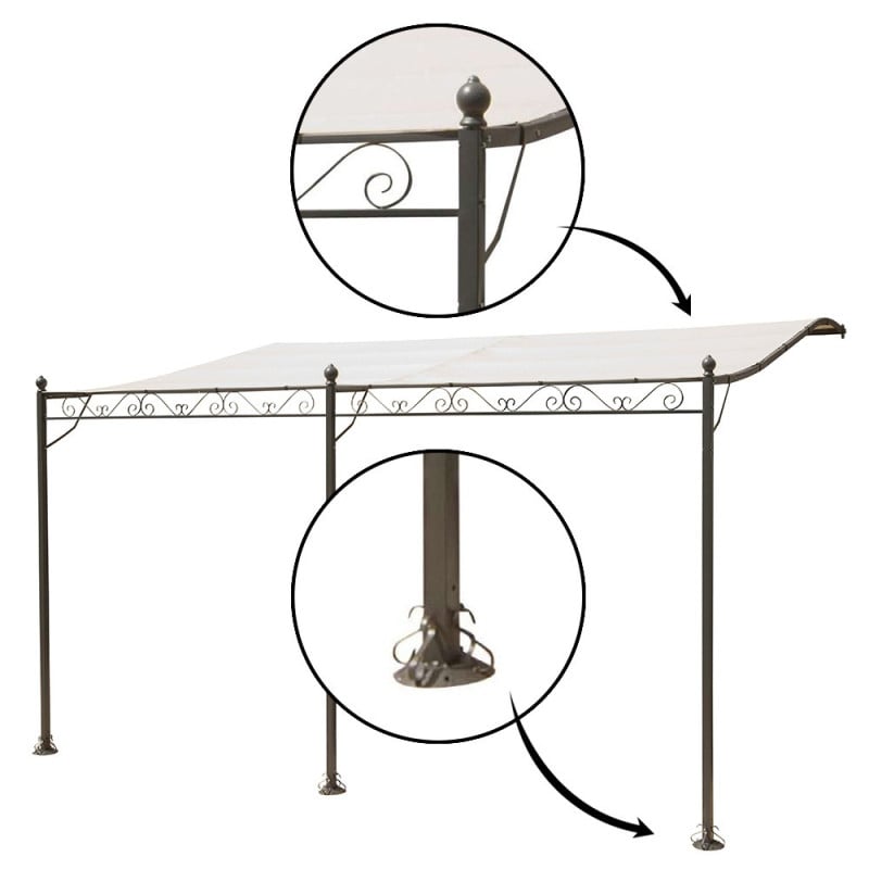 Tonnelle adossée beige 4 x 3 m (1)