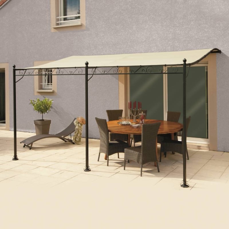 Tonnelle adossée beige 4 x 3 m (5)