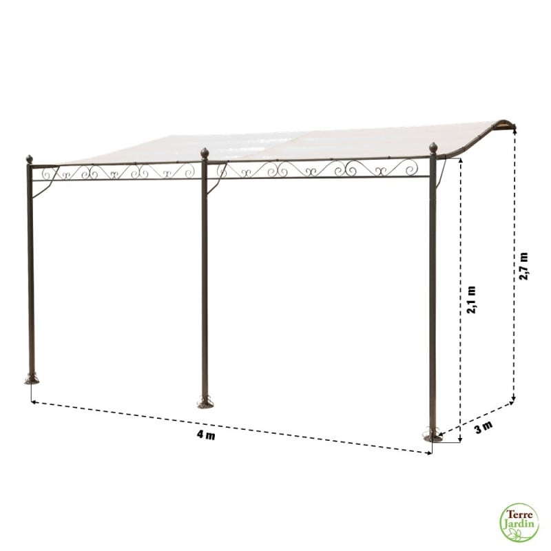 Tonnelle adossée beige 4 x 3 m (2)