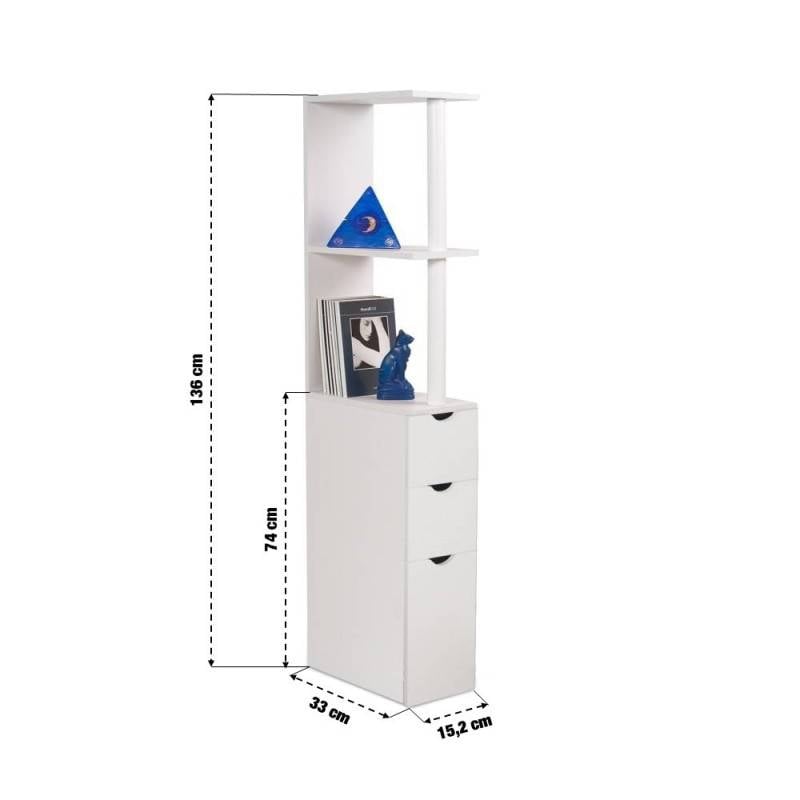 Meuble de rangement WC   toilettes ou salle de bains blanc (1)