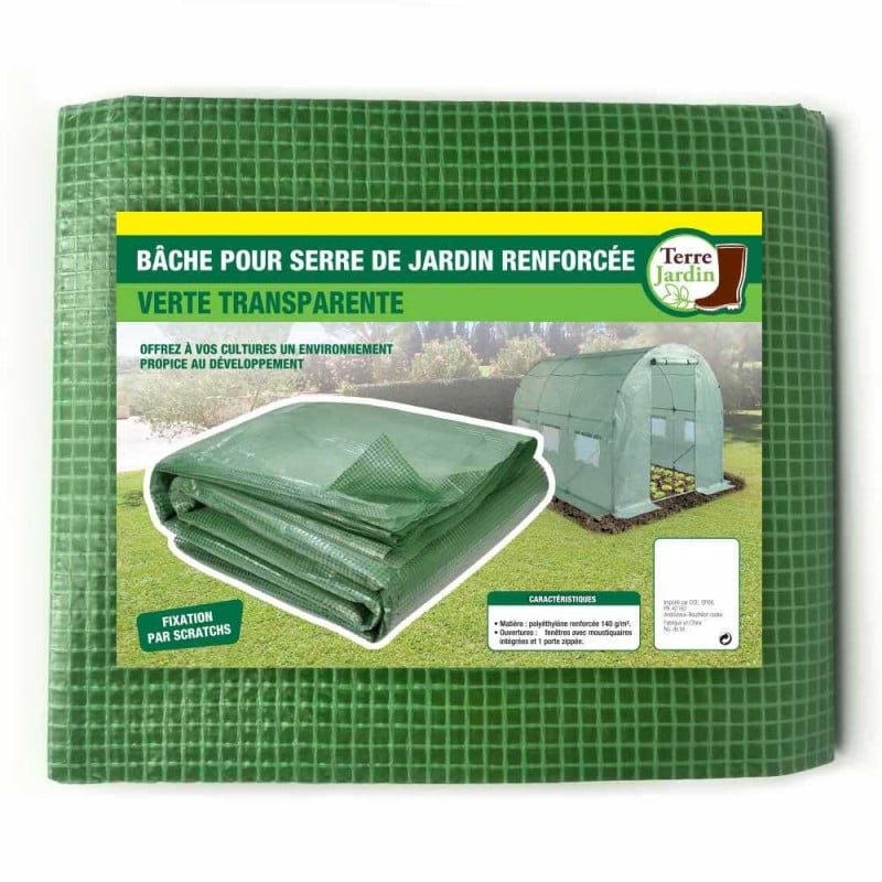 Bâche de rechange 140 gr/m² pour serre 12M² blanche avec moustiquaire