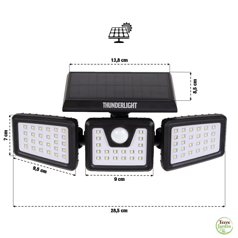 Projecteur extérieur LED solaire avec détecteur de mouvements 19 x