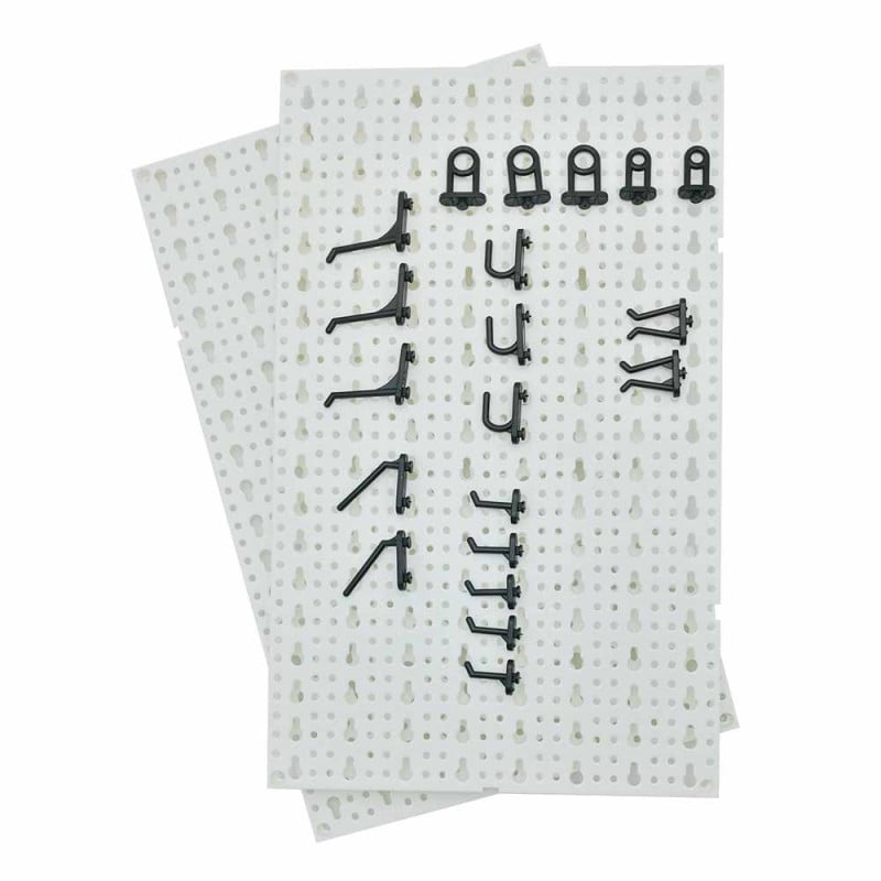 Panneaux muraux de rangement pour outils + crochets (2)