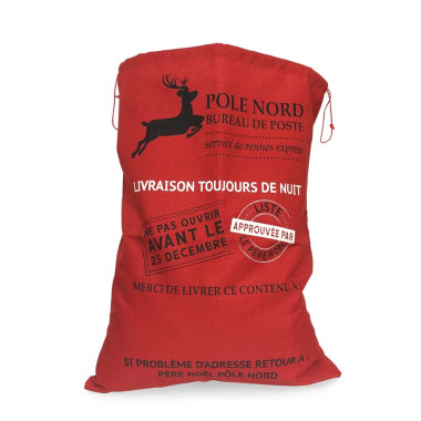 Lot de 4 hottes du Père Noël effet toile de jute rouge