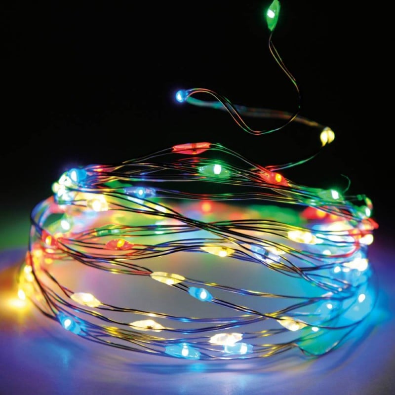 Guirlande LED - Guirlande de noël à pile multicouleur 192 LED pas cher