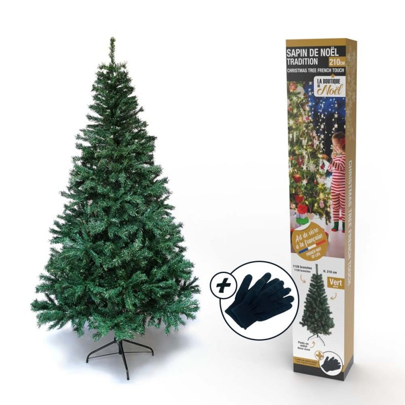 Sapin de Noël artificiel tradition et qualité - Arbre pour décoration de  Noël avec support