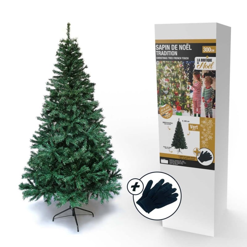 Sapin de Noël artificiel tradition et qualité - Arbre pour décoration de Noël avec support (12)