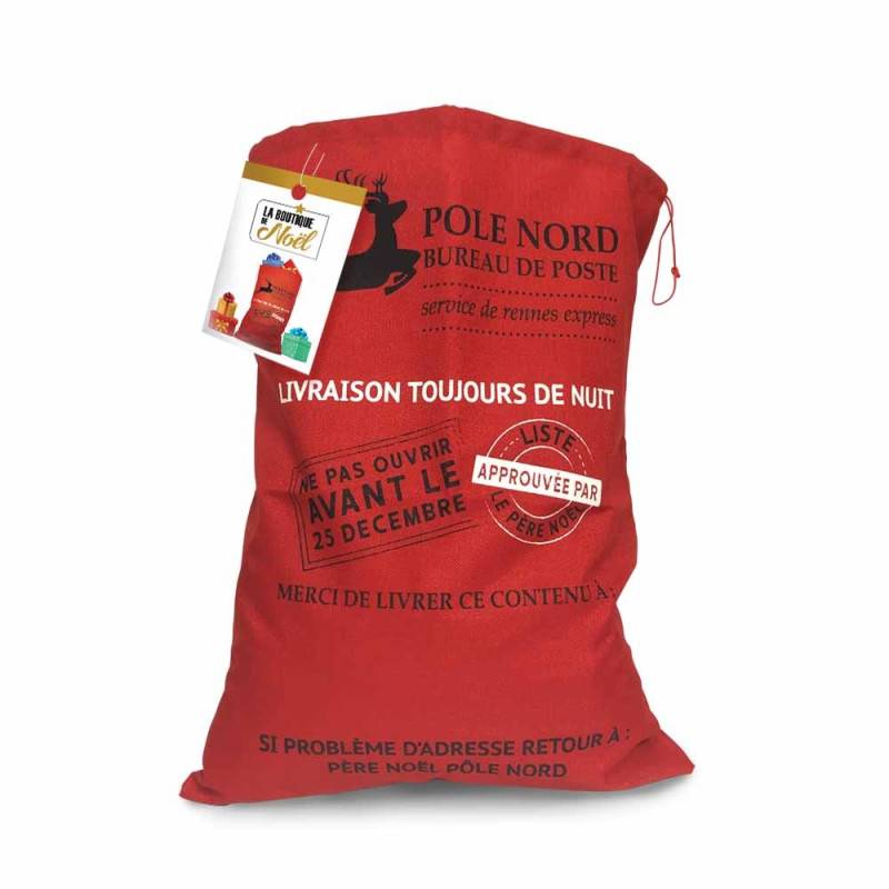 Lot de 4 hottes du Père Noël effet toile de jute rouge