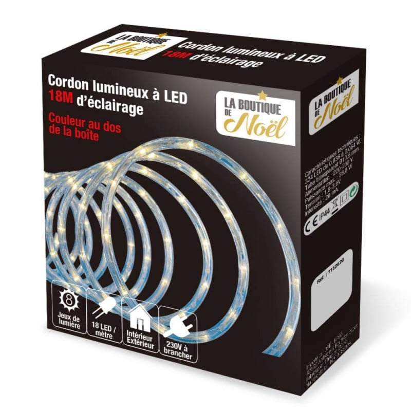 Guirlande Lumineuse Intérieure et Extérieure 10 m Tube LED et 8