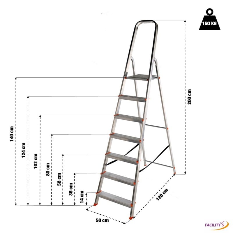 Escabeau aluminium 5 marches - Espace Equipement