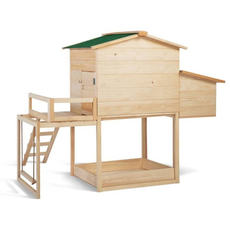 Poulailler bois avec pondoir et balançoire (3)