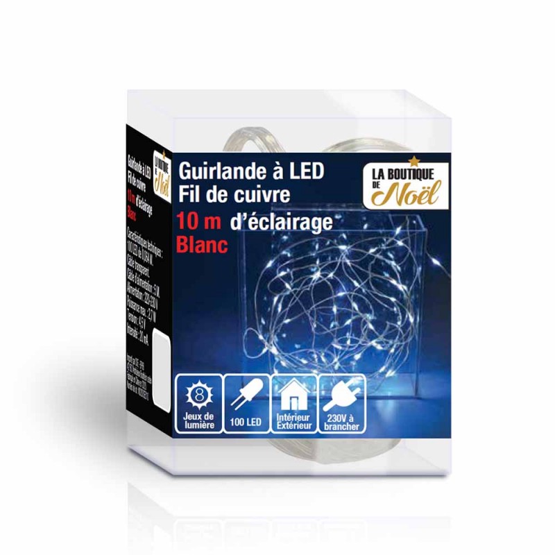 Guirlande lumineuse led fil cuivre électrique