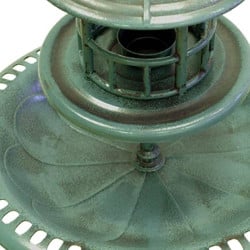 Fontaine abreuvoir à oiseaux sur pied avec lampe solaire et mangeoire (2)