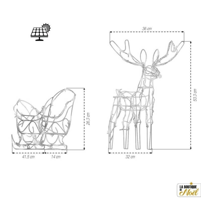 Renne et traineau lumineux - LED solaire (1)