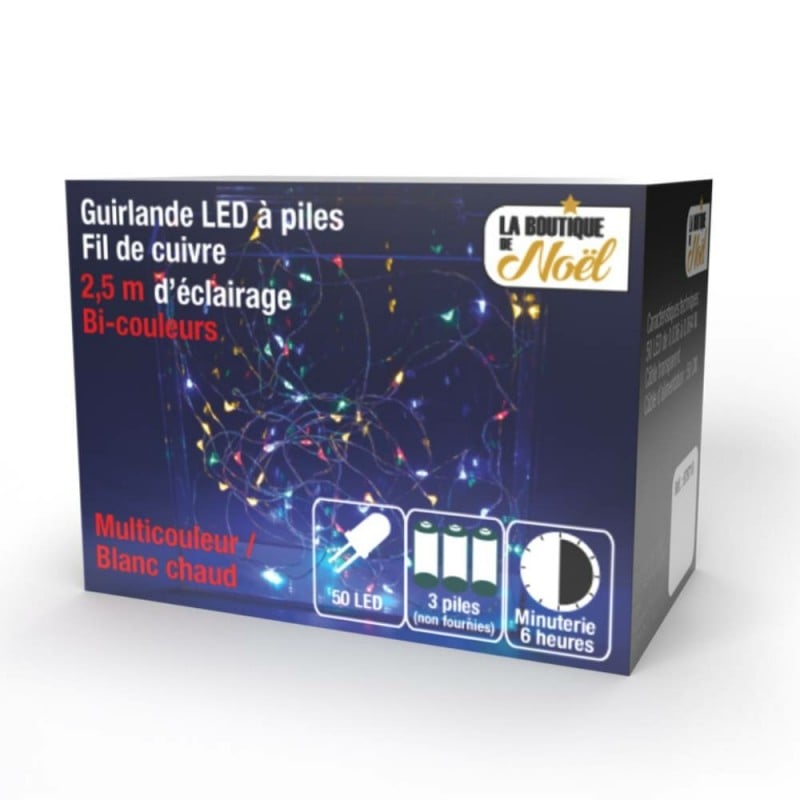 Guirlande Lumineuse LED Bleu, à Piles, 50 Micro Lumières LED pour