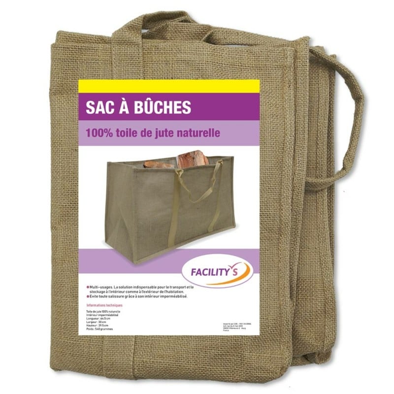 Sac à bûches en toile de jute