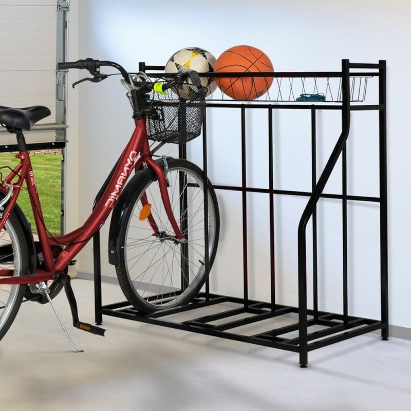 Râtelier à vélo avec panier de rangement