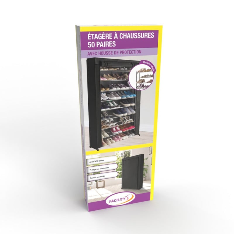 Meuble étagère à chaussures avec housse - 30 paires (8)