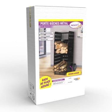 Chariot porte bûches en métal (5)